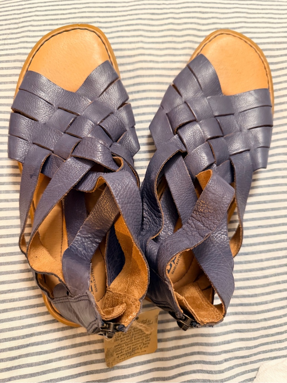 Born IWA Women's Woven Leather Sandals in Blue 9 - Picture 10 of 12